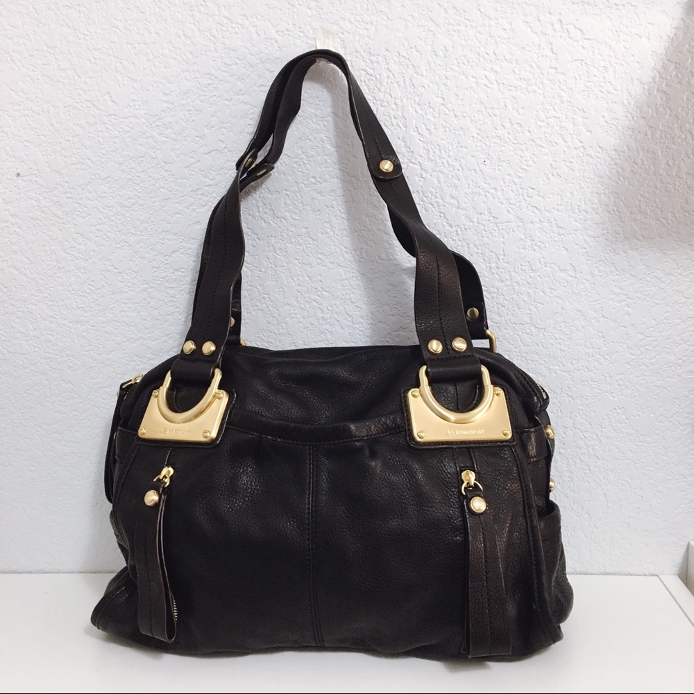 B. Makowsky W Pebbled Handbag Leather Shoulder Bag